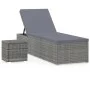 Lounger with cushion and gray synthetic rattan table by vidaXL, Loungers - Ref: Foro24-46227, Price: 171,08 €, Discount: %