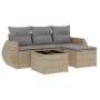 Garden sofa set with cushions 5 pieces beige synthetic rattan by , Garden sets - Ref: Foro24-3253616, Price: 335,56 €, Discou...