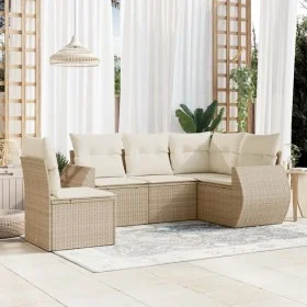 Gartensofa-Set mit Kissen, 5-teilig, beiges synthetisches Rattan von , Gartensets - Ref: Foro24-3253705, Preis: 404,04 €, Rab...