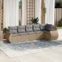 Garden sofa set with cushions 6 pieces beige synthetic rattan by , Garden sets - Ref: Foro24-3253726, Price: 432,42 €, Discou...