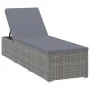 Lounger with cushion and gray synthetic rattan table by vidaXL, Loungers - Ref: Foro24-46227, Price: 171,08 €, Discount: %