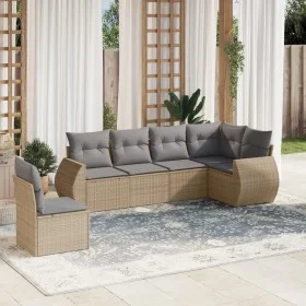 Gartensofa-Set mit Kissen, 6-teilig, beiges synthetisches Rattan von , Gartensets - Ref: Foro24-3253766, Preis: 418,73 €, Rab...