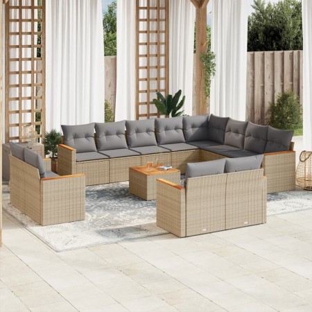 Garden sofa set with cushions 13 pieces beige synthetic rattan by , Garden sets - Ref: Foro24-3258923, Price: 887,26 €, Disco...