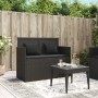 Garden bench with black synthetic rattan cushions by , garden benches - Ref: Foro24-365761, Price: 188,91 €, Discount: %