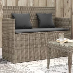 Banco de jardín con cojines ratán sintético gris de , Bancos de jardín - Ref: Foro24-365763, Precio: 204,19 €, Descuento: %