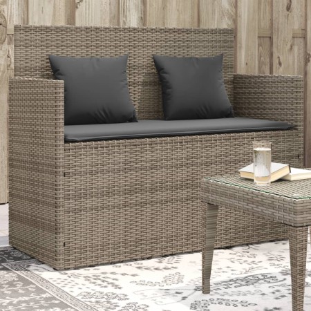 Garden bench with gray synthetic rattan cushions by , garden benches - Ref: Foro24-365763, Price: 185,86 €, Discount: %