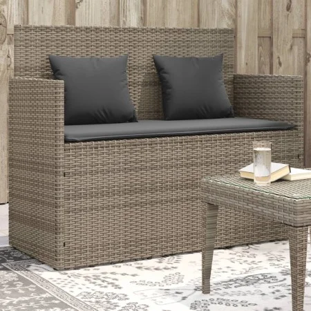 Garden bench with gray synthetic rattan cushions by , garden benches - Ref: Foro24-365763, Price: 204,19 €, Discount: %