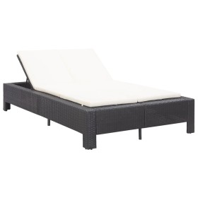 Tumbona para 2 personas con cojín ratán sintético negro de vidaXL, Camas para exteriores - Ref: Foro24-46238, Precio: 270,94 ...