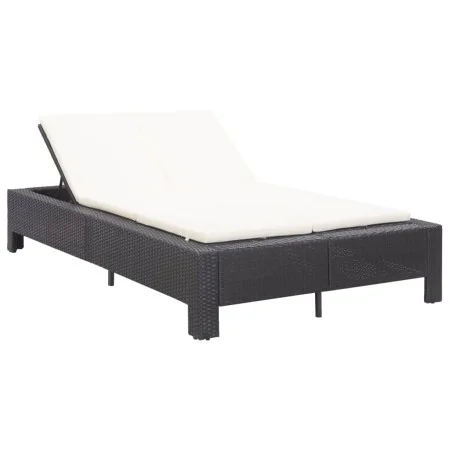 Lounger for 2 people with black synthetic rattan cushion by vidaXL, Outdoor beds - Ref: Foro24-46238, Price: 269,27 €, Discou...