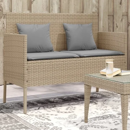 Garden bench with beige synthetic rattan cushions by , garden benches - Ref: Foro24-365775, Price: 160,64 €, Discount: %