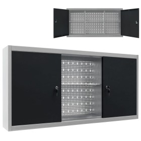 Armario de herramientas de pared industrial metal gris y negro de vidaXL, Armarios para herramientas - Ref: Foro24-145366, Pr...