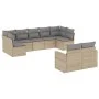 9-teiliges Gartensofa-Set mit beigen synthetischen Rattankissen von , Modulare Sofas für den Außenbereich - Ref: Foro24-32517...