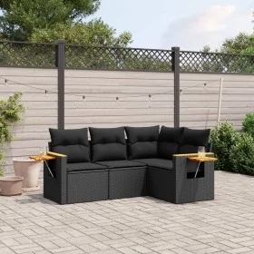 4-piece garden sofa set with black synthetic rattan cushions by , Garden sets - Ref: Foro24-3259171, Price: 326,24 €, Discoun...