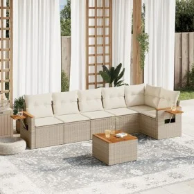 7-piece garden sofa set and beige synthetic rattan cushions by , Garden sets - Ref: Foro24-3259237, Price: 493,39 €, Discount: %
