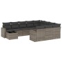 11-teiliges Gartensofa-Set und graue synthetische Rattankissen von , Modulare Sofas für den Außenbereich - Ref: Foro24-325186...