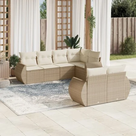 7-piece garden sofa set and beige synthetic rattan cushions by , Modular outdoor sofas - Ref: Foro24-3221607, Price: 655,76 €...