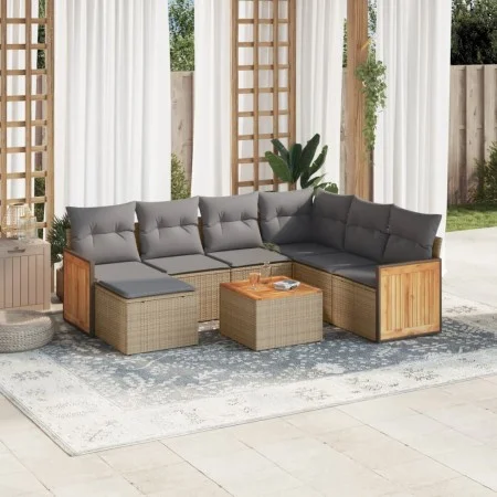Garden sofa set with beige cushions 8 pcs PE rattan by , Garden sets - Ref: Foro24-3260295, Price: 503,05 €, Discount: %