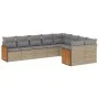 9-teiliges Gartensofa-Set mit beigen synthetischen Rattankissen von , Gartensets - Ref: Foro24-3260386, Preis: 602,75 €, Raba...
