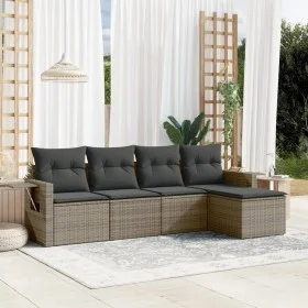 Double sun lounger with hood and black synthetic rattan cushions by , Loungers - Ref: Foro24-365806, Price: 323,41 €, Discoun...