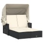 Doppel-Sonnenliege mit Verdeck und schwarzen synthetischen Rattankissen von , Liegen - Ref: Foro24-365806, Preis: 281,81 €, R...