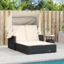 Doppel-Sonnenliege mit Verdeck und schwarzen synthetischen Rattankissen von , Liegen - Ref: Foro24-365806, Preis: 281,81 €, R...