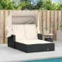 Doppel-Sonnenliege mit Verdeck und schwarzen synthetischen Rattankissen von , Liegen - Ref: Foro24-365806, Preis: 322,99 €, R...