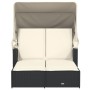 Doppel-Sonnenliege mit Verdeck und schwarzen synthetischen Rattankissen von , Liegen - Ref: Foro24-365806, Preis: 281,81 €, R...