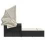 Tumbona doble con capota y cojines ratán sintético negro de , Tumbonas - Ref: Foro24-365806, Precio: 322,99 €, Descuento: %