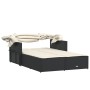 Doppel-Sonnenliege mit Verdeck und schwarzen synthetischen Rattankissen von , Liegen - Ref: Foro24-365806, Preis: 281,81 €, R...