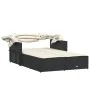 Double sun lounger with hood and black synthetic rattan cushions by , Loungers - Ref: Foro24-365806, Price: 323,41 €, Discoun...