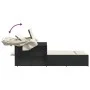 Tumbona doble con capota y cojines ratán sintético negro de , Tumbonas - Ref: Foro24-365806, Precio: 322,99 €, Descuento: %