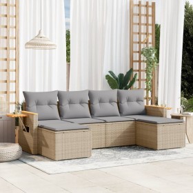 Garden sofa set with cushions 6 pieces beige synthetic rattan by , Garden sets - Ref: Foro24-3259462, Price: 399,75 €, Discou...