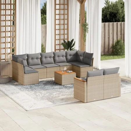 Garden sofa set with beige cushions 10 pieces synthetic rattan by , Garden sets - Ref: Foro24-3258699, Price: 632,20 €, Disco...