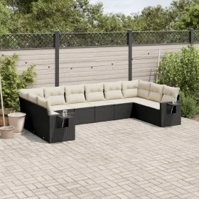 Garden sofa set 10 pieces with black synthetic rattan cushions by , Garden sets - Ref: Foro24-3253003, Price: 593,54 €, Disco...