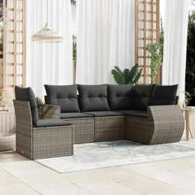 Gartensofa-Set mit Kissen, 5-teilig, graues synthetisches Rattan von , Gartensets - Ref: Foro24-3253707, Preis: 348,47 €, Rab...