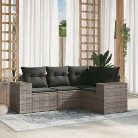 4-piece garden sofa set and gray synthetic rattan cushions by , Garden sets - Ref: Foro24-3254847, Price: 300,48 €, Discount: %