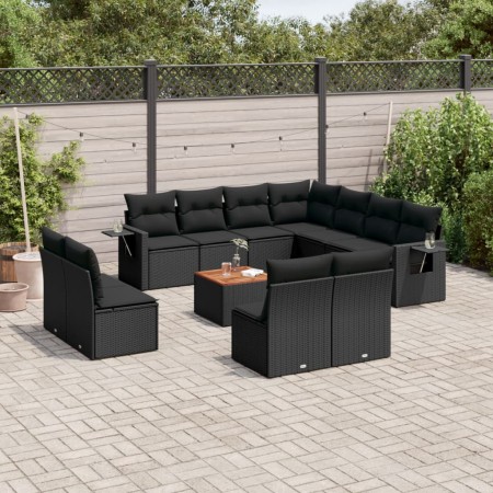 Gartensofa-Set 12-teilig mit schwarzen synthetischen Rattankissen von , Gartensets - Ref: Foro24-3256951, Preis: 715,97 €, Ra...