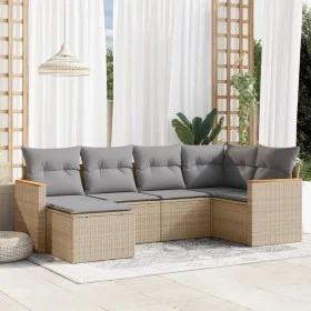 Gartensofa-Set mit Kissen, 6-teilig, beiges synthetisches Rattan von , Gartensets - Ref: Foro24-3258580, Preis: 399,91 €, Rab...