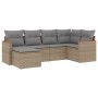 Gartensofa-Set mit Kissen, 6-teilig, beiges synthetisches Rattan von , Gartensets - Ref: Foro24-3258580, Preis: 406,75 €, Rab...