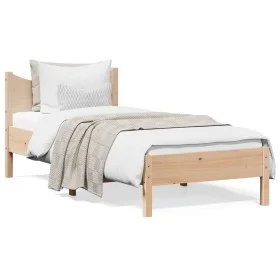 Solid pine wood bed frame 75x190 cm by , Beds and slatted bases - Ref: Foro24-844757, Price: 71,77 €, Discount: %