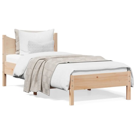 Solid pine wood bed frame 75x190 cm by , Beds and slatted bases - Ref: Foro24-844757, Price: 74,34 €, Discount: %