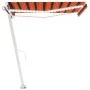 Manual retractable awning with orange and brown LED light 300x250 cm by , Awnings - Ref: Foro24-3069505, Price: 376,60 €, Dis...