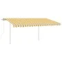 Automatic retractable awning with cream poles 4.5x3.5m by , Awnings - Ref: Foro24-3070048, Price: 634,32 €, Discount: %