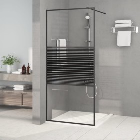 Mampara de ducha vidrio ESG transparente negro 90x195 cm
