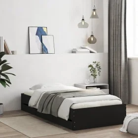 Black engineered wood bed with drawers 90x200 cm by , Beds and slatted bases - Ref: Foro24-3207295, Price: 133,34 €, Discount: %