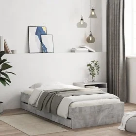 Concrete gray engineered wood bed with drawers 90x200 cm by , Beds and slatted bases - Ref: Foro24-3207297, Price: 132,70 €, ...