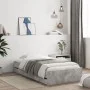 Concrete gray engineered wood bed with drawers 90x200 cm by , Beds and slatted bases - Ref: Foro24-3207297, Price: 132,70 €, ...