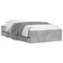 Concrete gray engineered wood bed with drawers 90x200 cm by , Beds and slatted bases - Ref: Foro24-3207297, Price: 132,70 €, ...