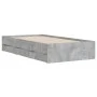 Concrete gray engineered wood bed with drawers 90x200 cm by , Beds and slatted bases - Ref: Foro24-3207297, Price: 132,70 €, ...