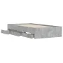 Concrete gray engineered wood bed with drawers 90x200 cm by , Beds and slatted bases - Ref: Foro24-3207297, Price: 132,70 €, ...